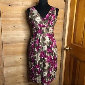 Axcess Dress Sleeveless V-neck Empire Midi Pink Brown Floral Size Small